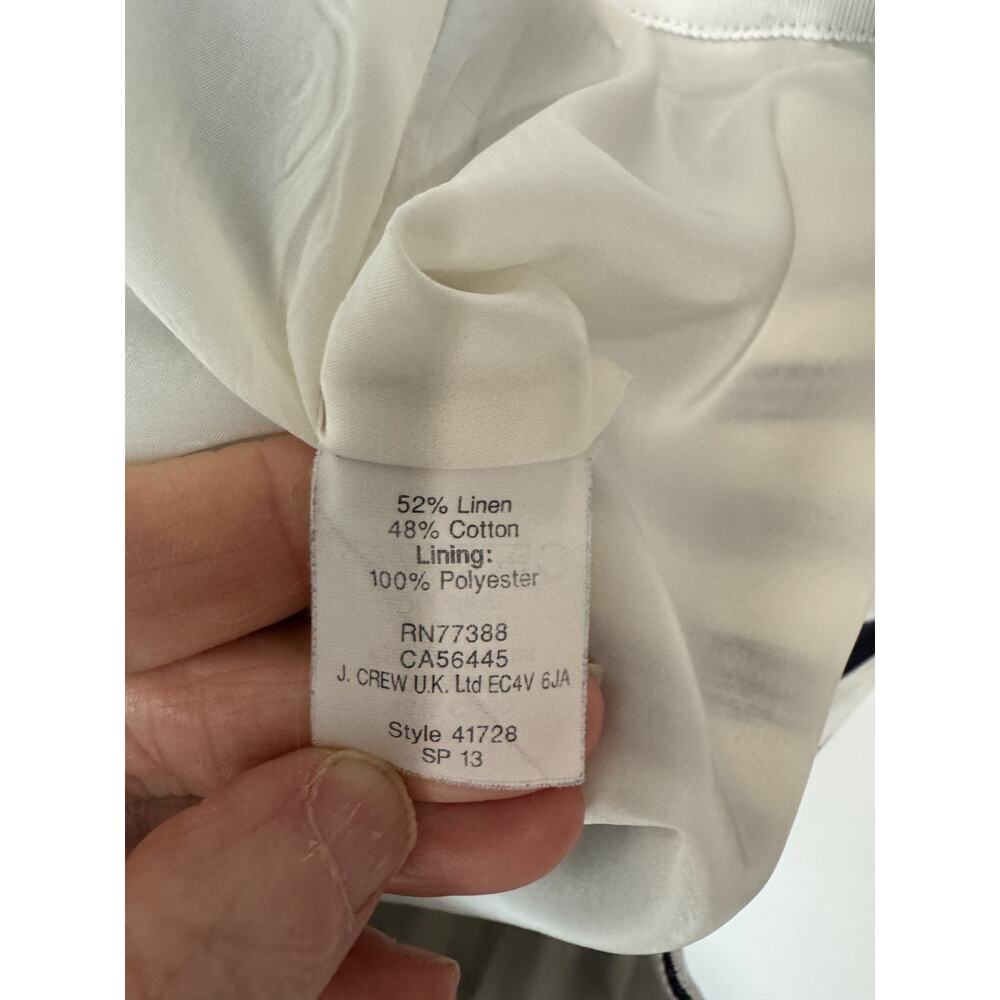 J.Crew No. 2 Pencil Skirt Size 4 Navy White Stripe Linen Cotton Preppy Nautical - Picture 5 of 6